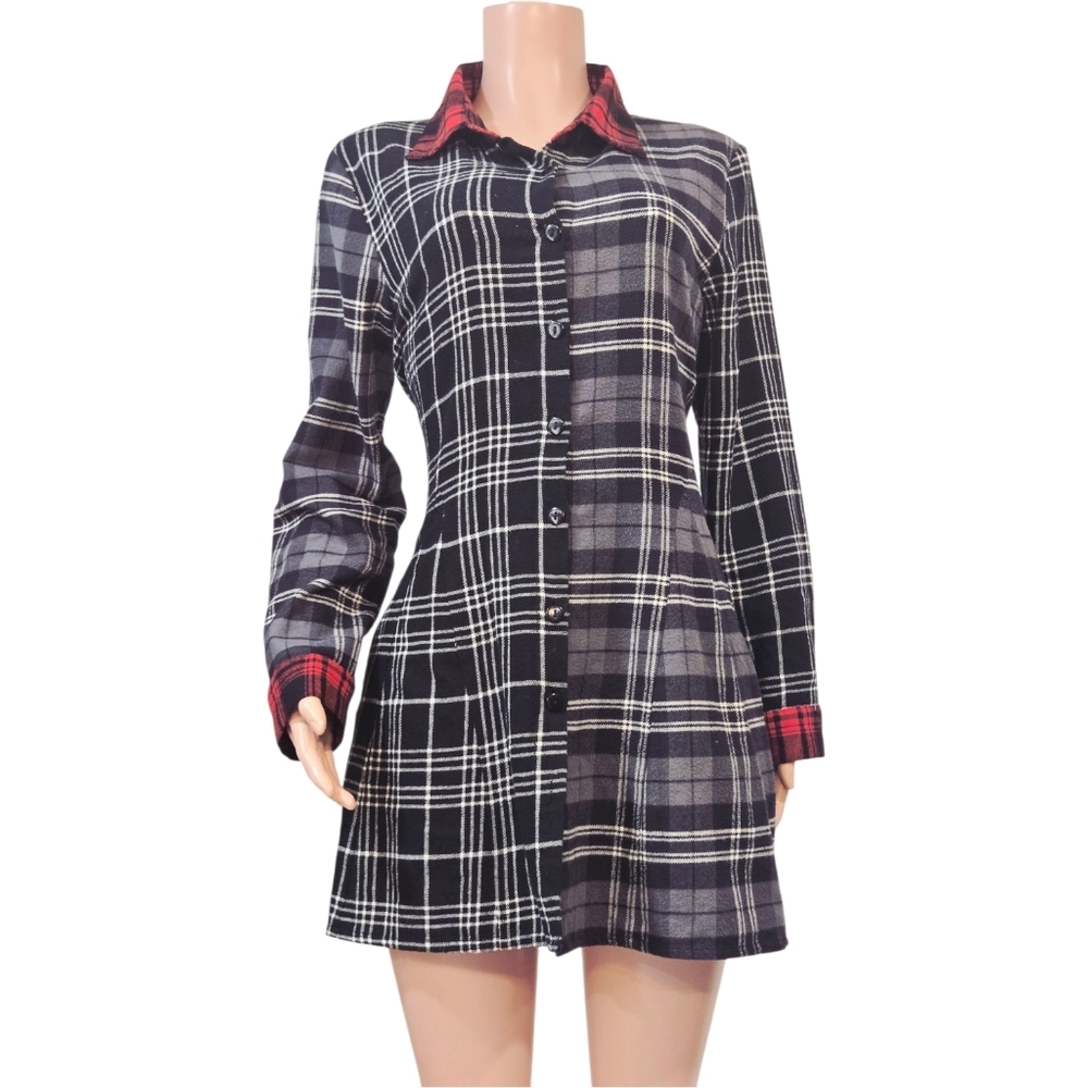 Tulip Janet Plaid Blue 100% Cotton Shirt/Dress Size M